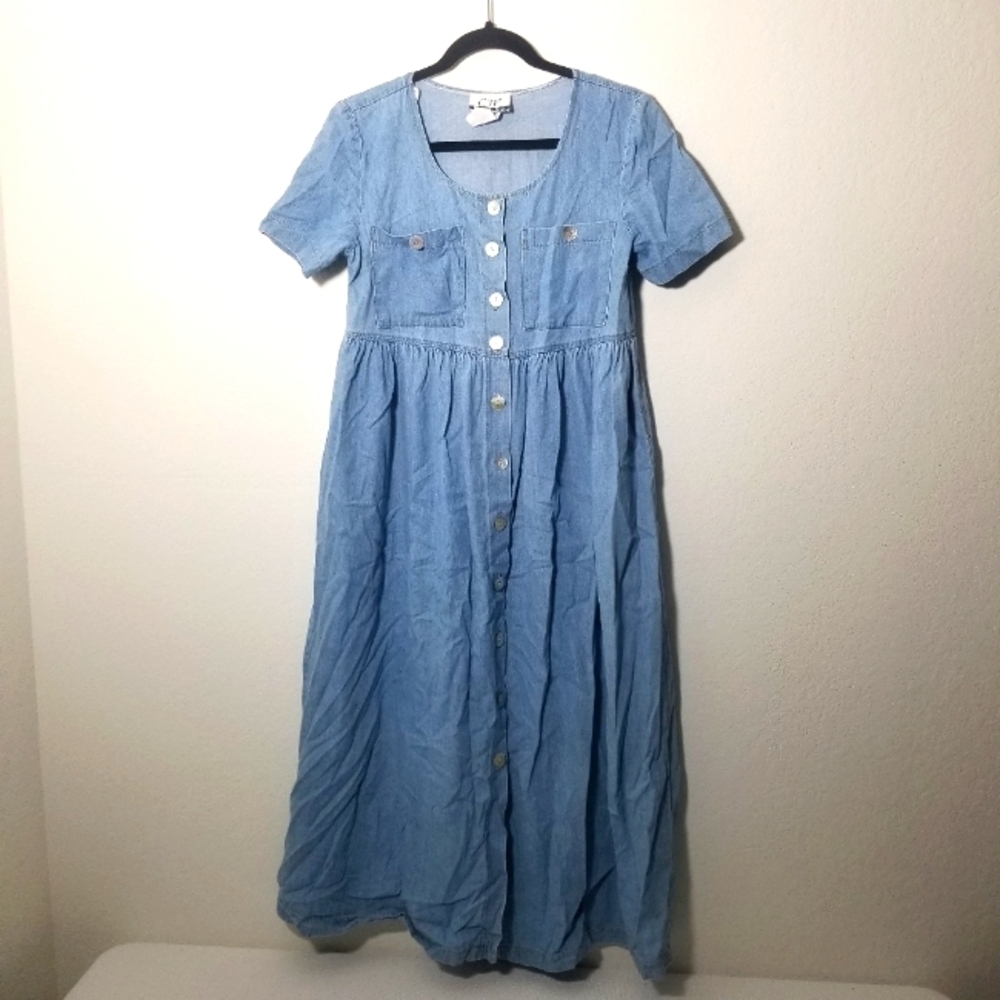 Light Blue Button-Down Maxi Dress